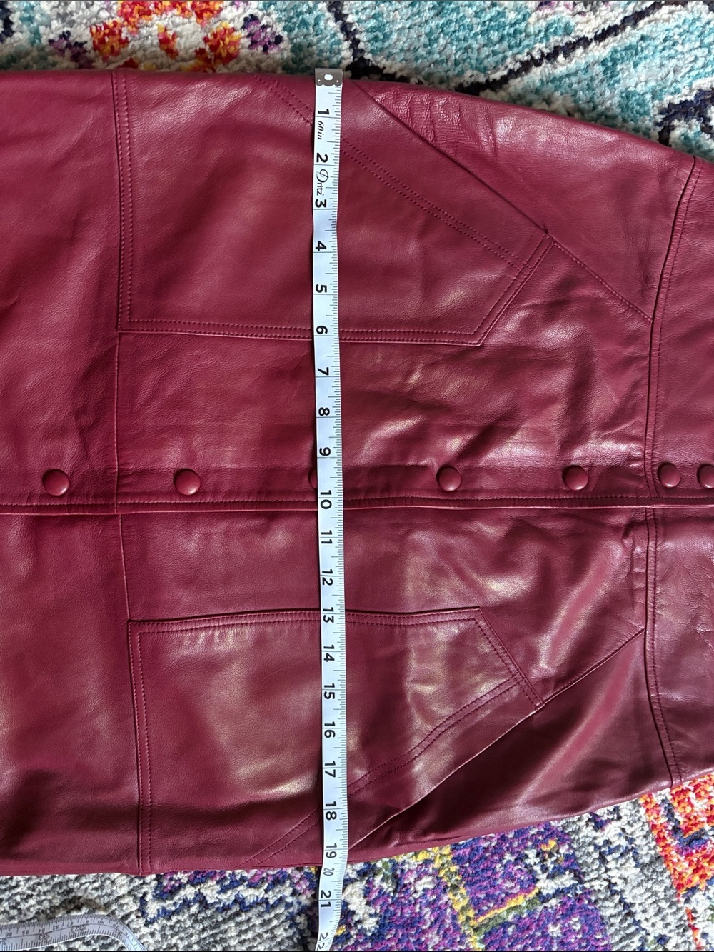 Walter Baker Noelle Wine Leather Snap Front Midi Skirt NWT Size 8 - Picture 12 of 14